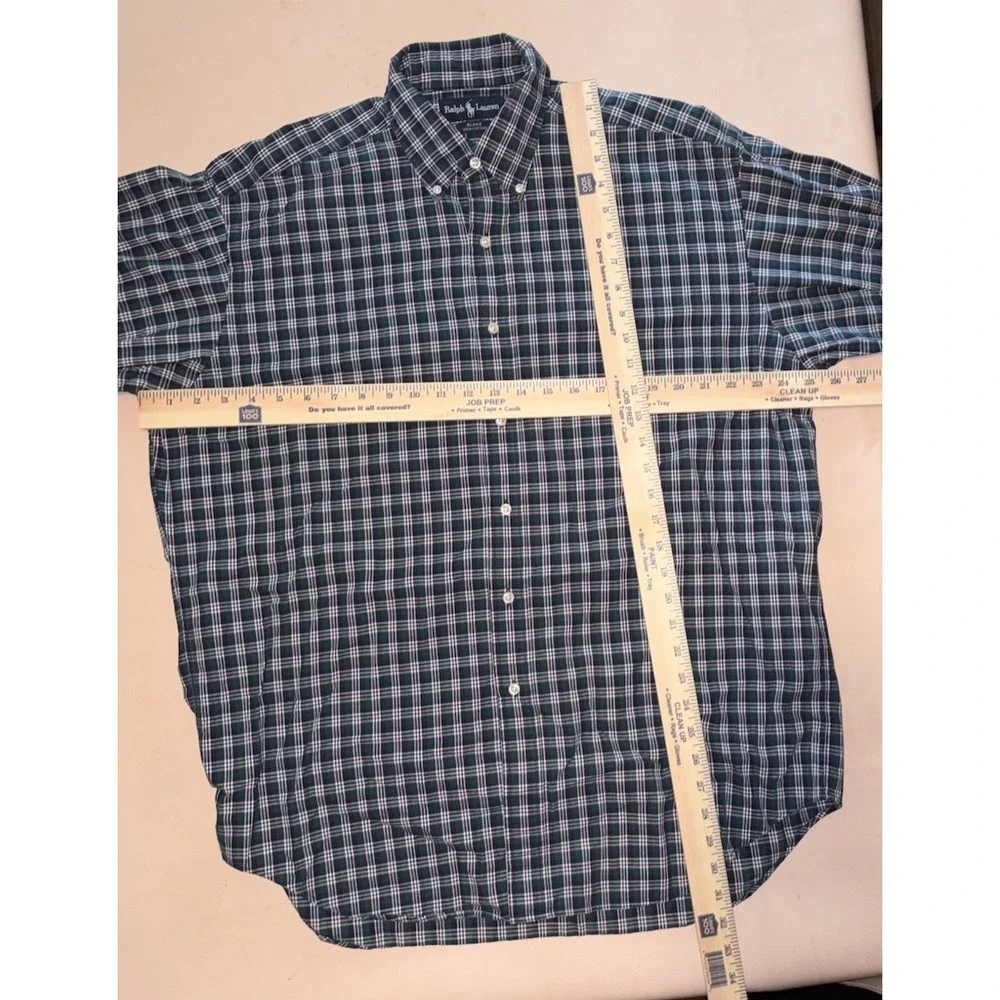 Polo Ralph Lauren Blake Large Long Sleeve Green Blue Plaid Button Down Relaxed